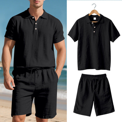 Eveloria Damen Kurzärmliges Poloshirt Strandanzug Shorts Set