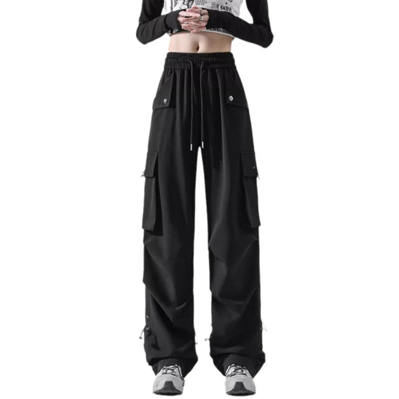Damen Cargo-Hose mit Seitentaschen und verstellbarem Bund