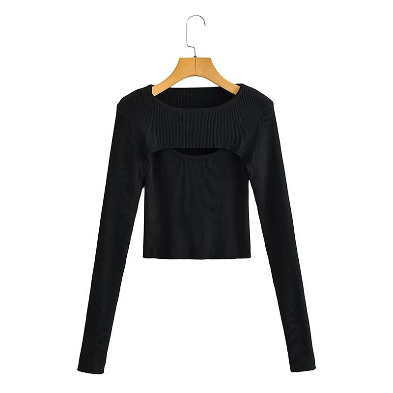 Damen Langarm Crop- Cut-Out-Design Eveloria