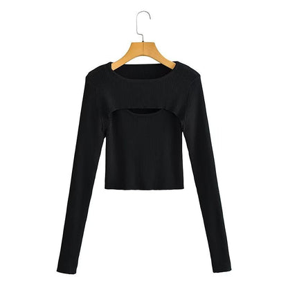 Damen Langarm Crop- Cut-Out-Design Eveloria