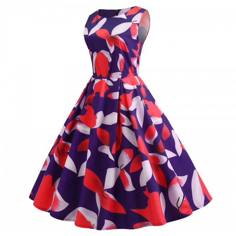 Damen A-Linien Kleid Floralmuster Elastisch Elegant