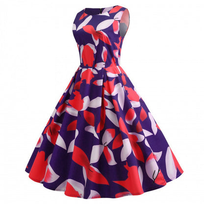 Damen A-Linien Kleid Floralmuster Elastisch Elegant