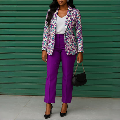Damen Blazer Hosenkombination Floralmuster Eveloria