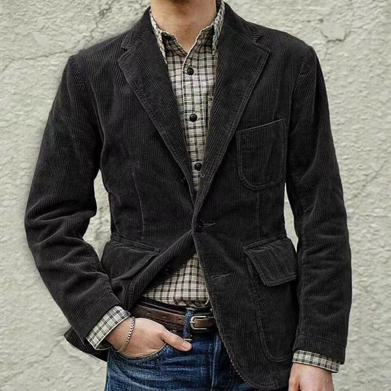 Herren Cord Anzug Set mit Weste und Jacke Elegantes 2-teiliges Cord