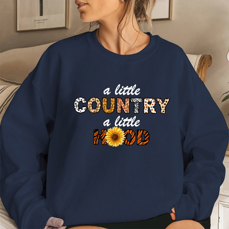 Damen Sweatshirt Lässig Statement-Print Weite Ärmel Grau Eveloria