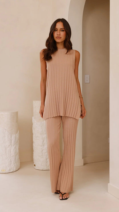 Damen Rib-Loungewear-Set Eveloria Elegantes Set