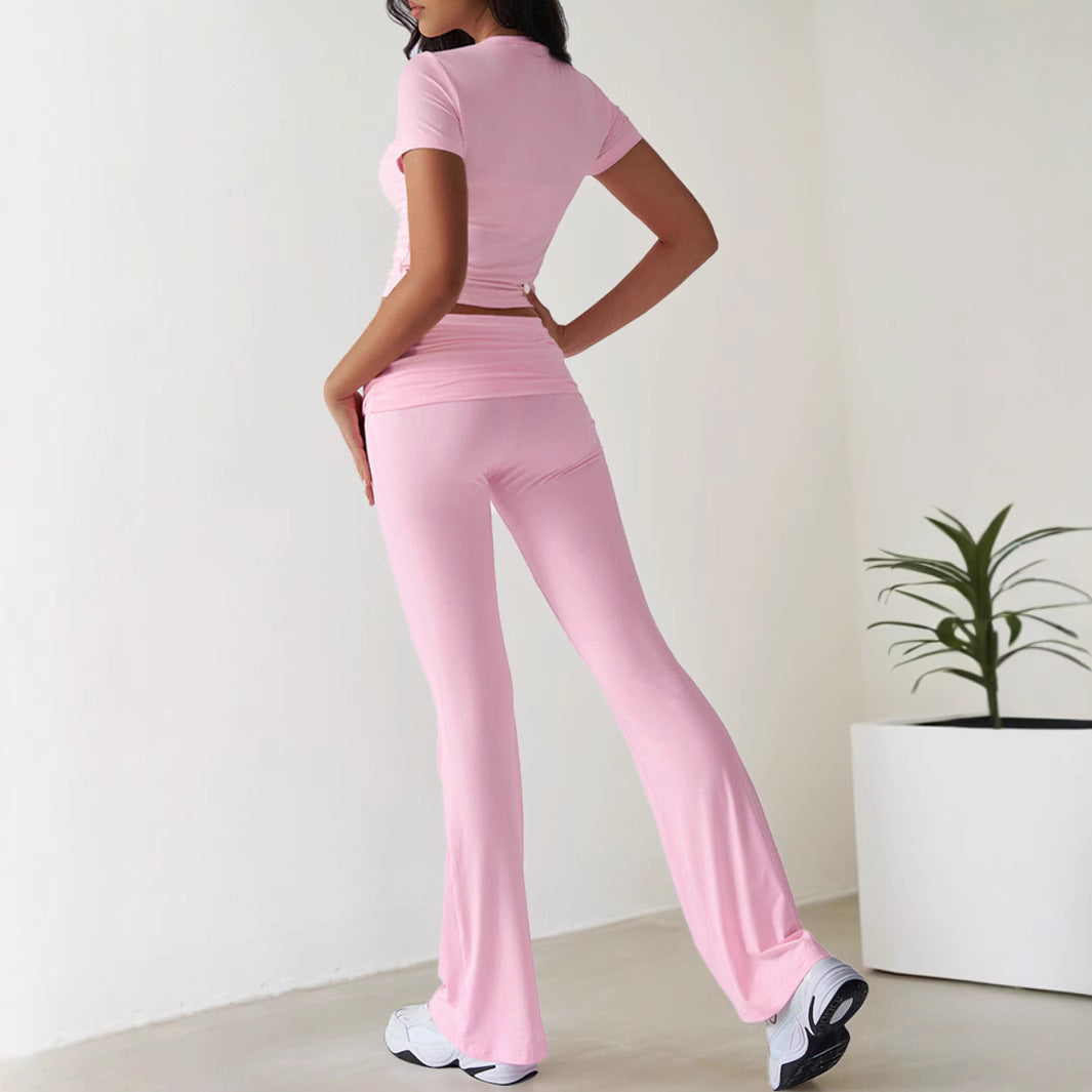 Damen Sportset Figurbetonter Flare Leggings Eveloria