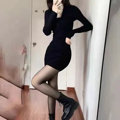 Damen Minikleid Figurbetont Rippstruktur Eveloria