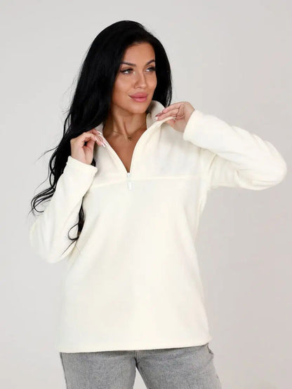 Damen Fleece-Pullover Stehkragen Halbzipp Evelyn