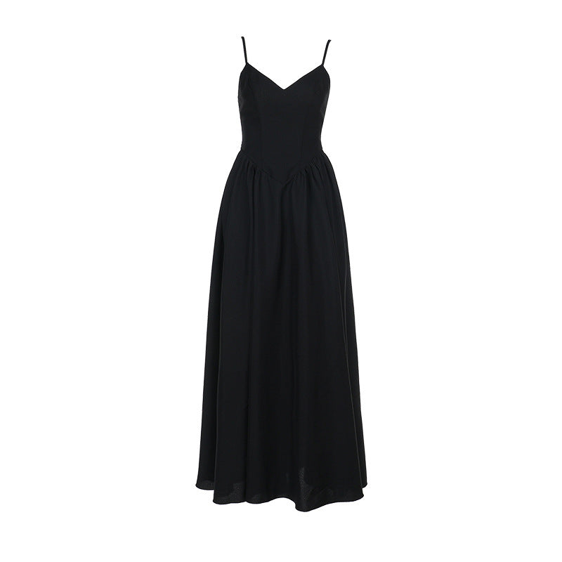 Damen Sommerkleid Langes Spitzenkleid mit Spaghettiträgern
