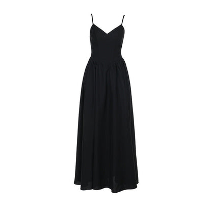 Damen Sommerkleid Langes Spitzenkleid mit Spaghettiträgern