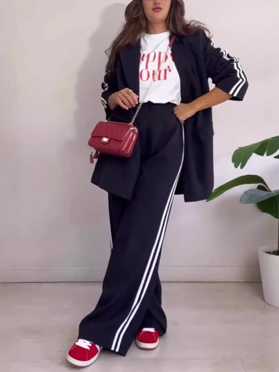 Damen Blazer-Set Sportlich Weit Eveloria