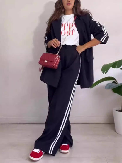 Damen Blazer-Set Sportlich Weit Eveloria