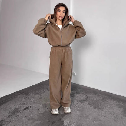 Damen Fleece Hoodie Jogginghose Set