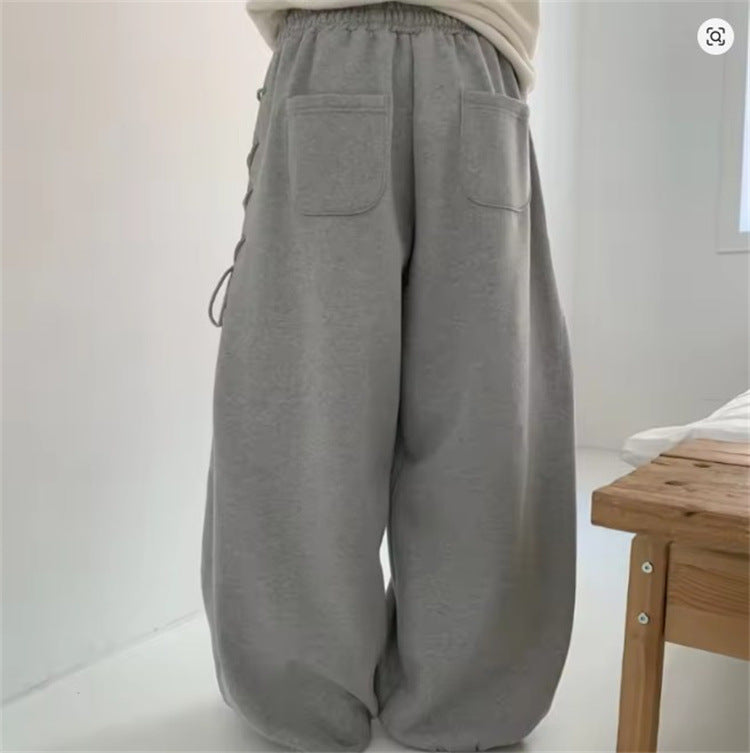 Damen High-Waist-Hose Weite Schnitt mit Schnürdetails Eveloria