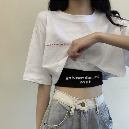 Damen Tanktop mit Schriftzug Figurbetont Schwarz - Eveloria