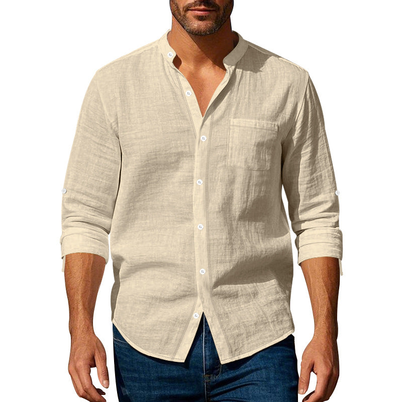 Eveloria Herren Leinenhemd Leicht Beige