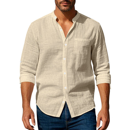Eveloria Herren Leinenhemd Leicht Beige