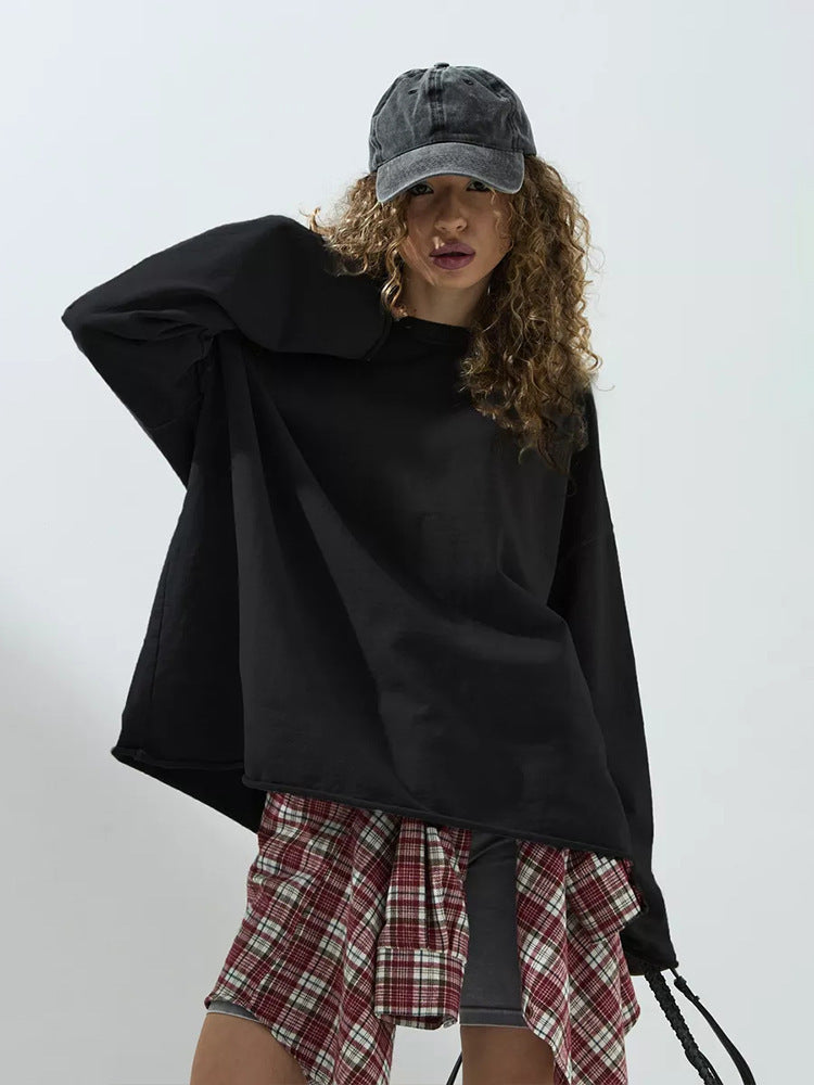 Damen Sweatshirt Übergroß Langärmlig Rundhals Eveloria