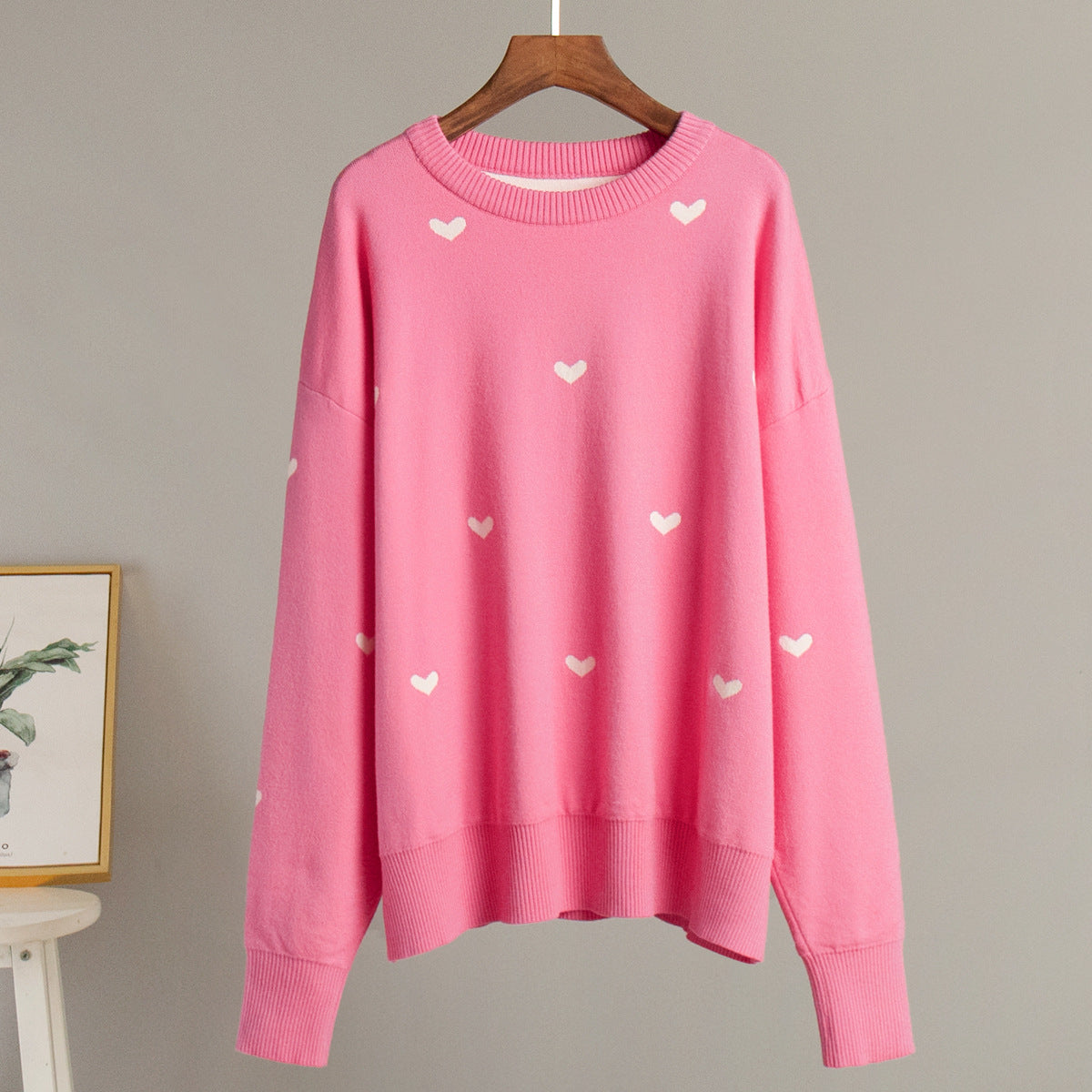 Damen Oversized Pullover Herzmuster Eveloria