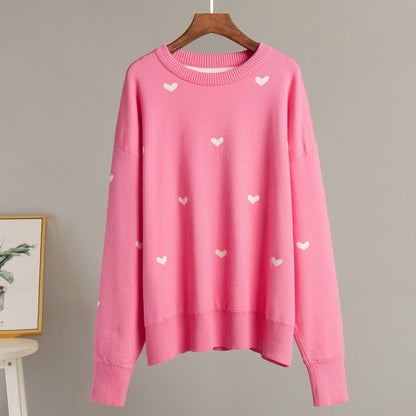Damen Oversized Pullover Herzmuster Eveloria