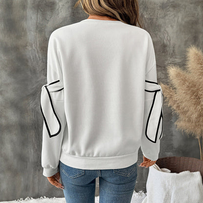 Damen Sweatshirt Streifen Schleifendesign Eveloria