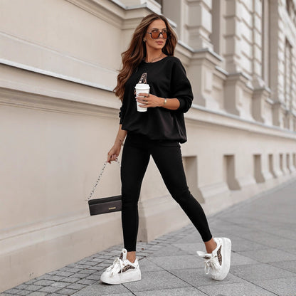 Damen Sweatshirt Leoprint Lässig Eveloria