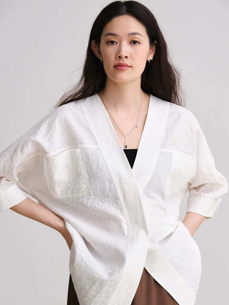 Damen Offen Geschnittene Bluse Eveloria Elegantes Design