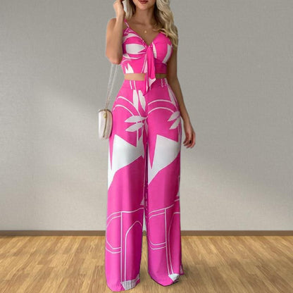 Damen Crop- Hosen Set Elegant Weite Hose Eveloria