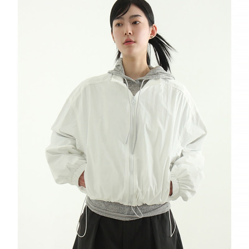 Damen Übergangsjacke Lässig Hochkragen Kordelzug Eveloria