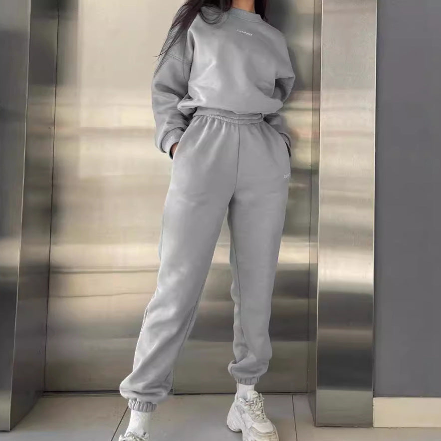 Damen Sweatanzug Oversized Elastisch Grau Eveloria