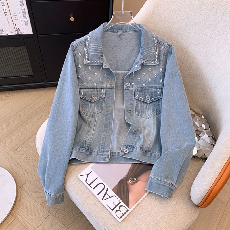 Damen Jeansjacke mit Perlendetails