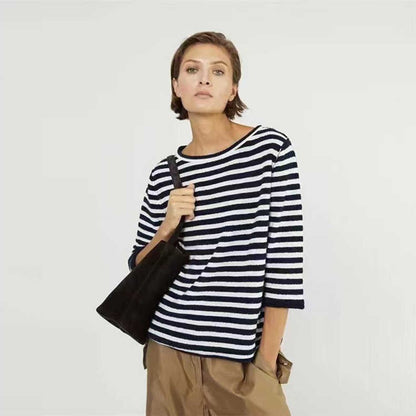 Damen Streifenpullover Weitschnitt Eveloria - Eveloria