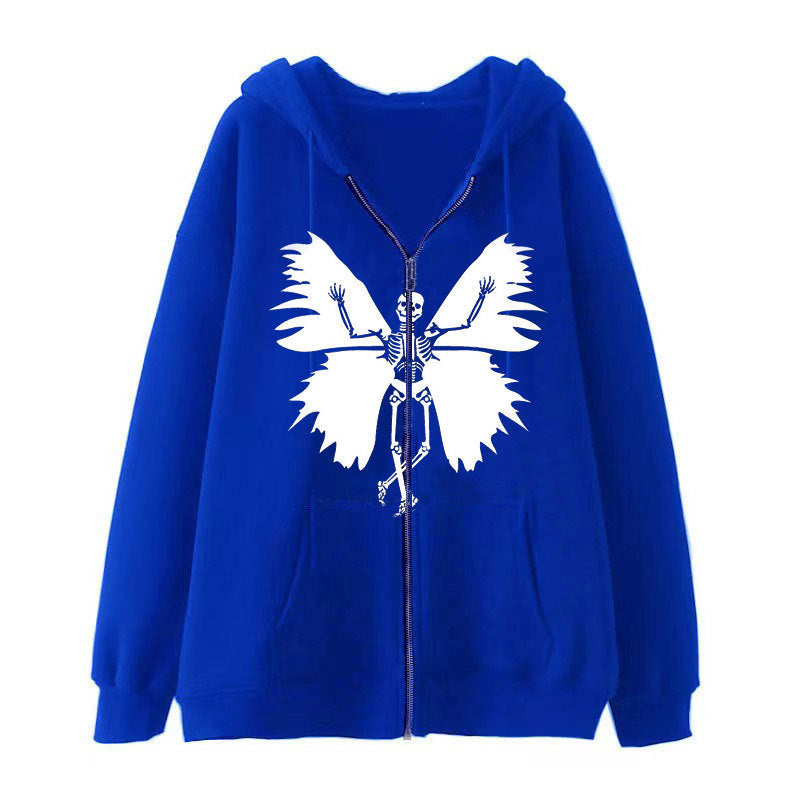 Damen Hoodie Skelett Schmetterling Motiv Eveloria
