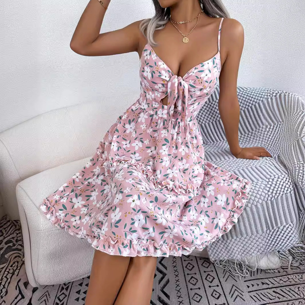 Damen Retro-Kleid Sommer florale Blume Cut-Out Detail Eveloria