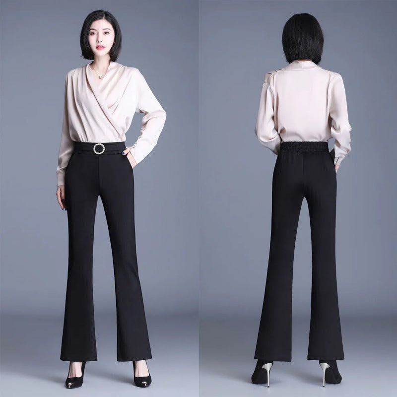 Damen High-Waist-Hose Breites Bein Dekorativer Gürtel Eveloria