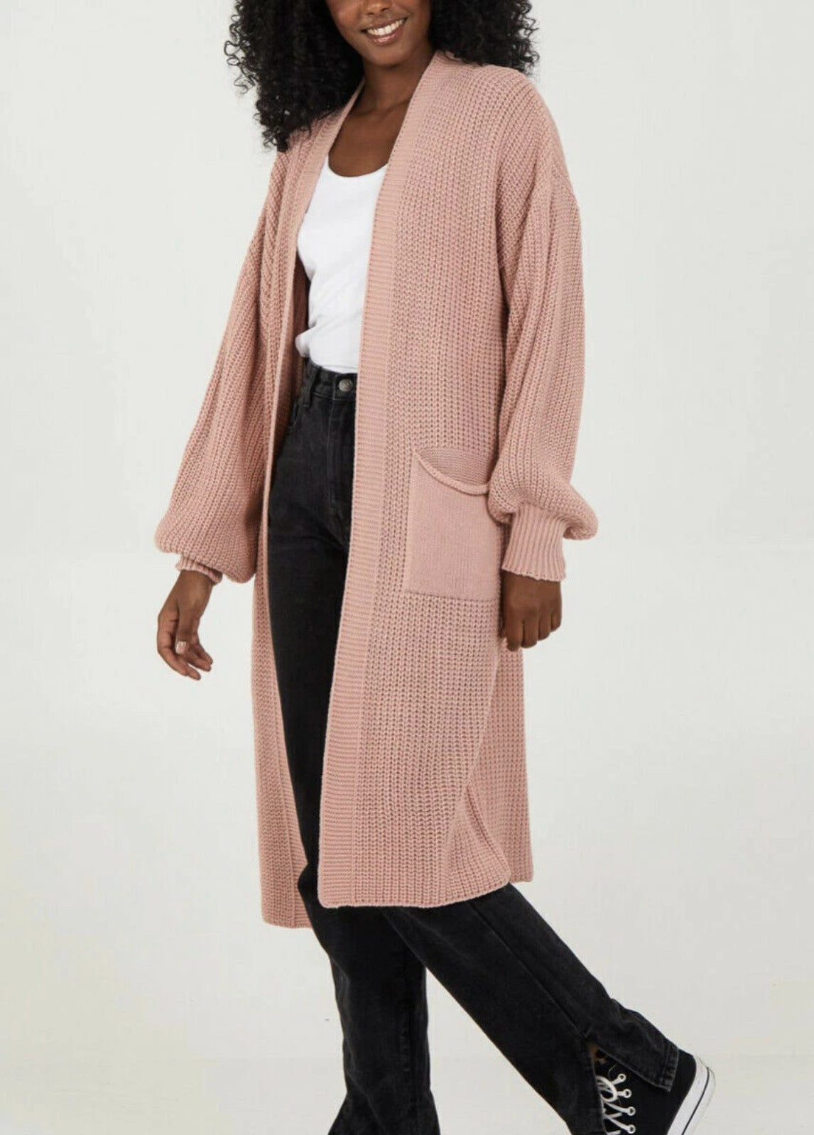Damen Oversized Strickmantel Lässig
