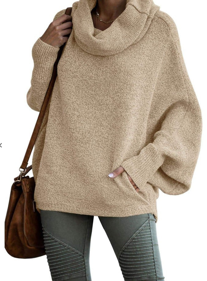 Damen Rollkragenpullover Lässig Weite Ärmel Eveloria