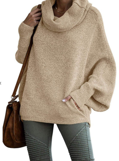 Damen Rollkragenpullover Lässig Weite Ärmel Eveloria