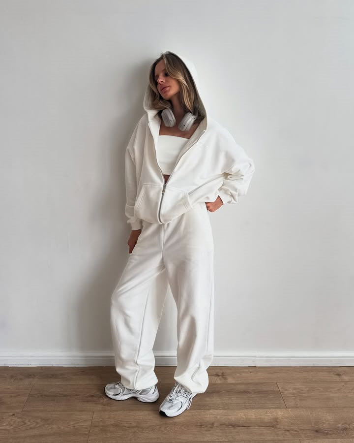 Damen Fleece-Set Kapuzenjacke Hochgeschnittene Hose Eveloria