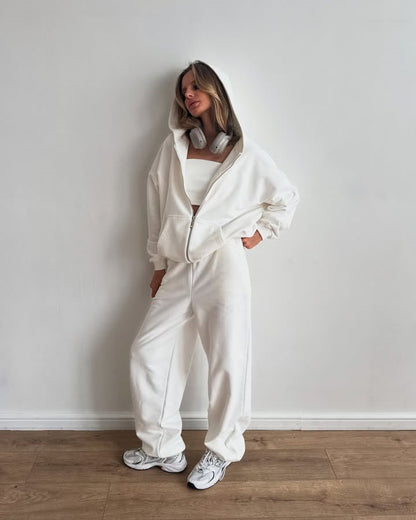 Damen Fleece-Set Kapuzenjacke Hochgeschnittene Hose Eveloria