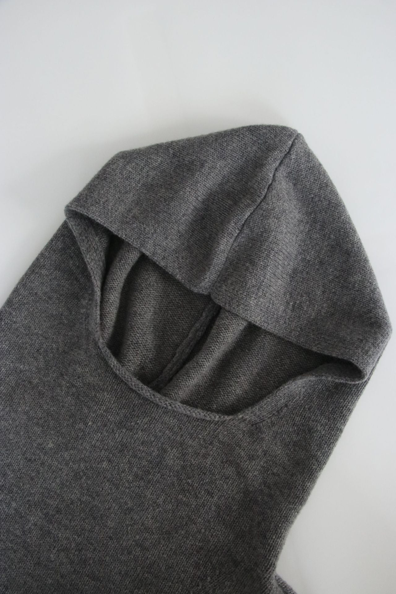 Damen Strickpullover mit Kapuze Kuschelfleece Grau
