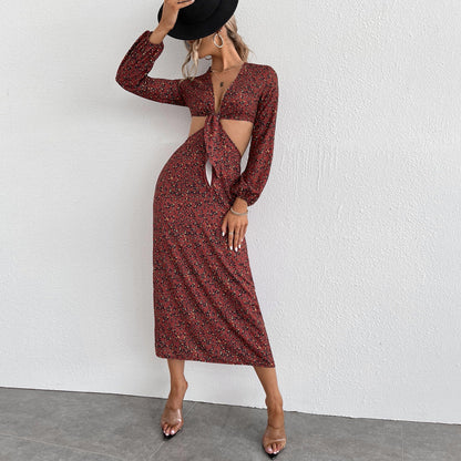 Damen Maxikleid Cut-Outs Knotendesign Eveloria - Eveloria