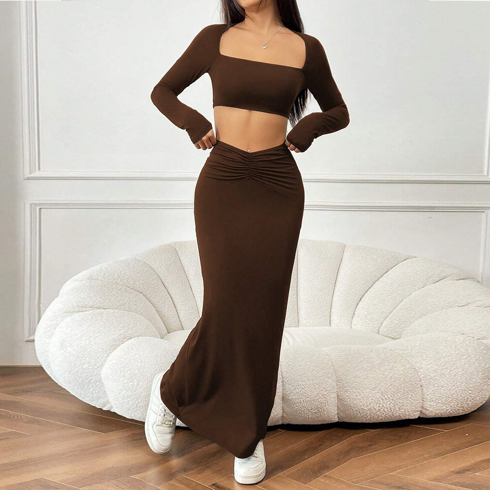 Damen Crop- Maxirock Set Raffungen Eveloria - Eveloria
