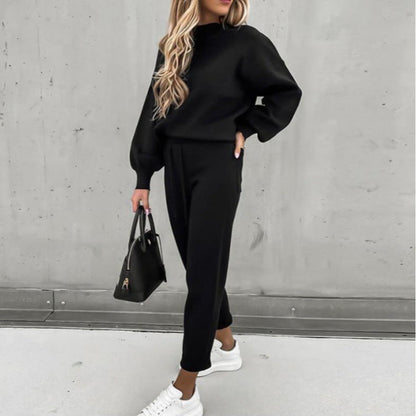 Damen Sportanzug Elegant Kragen Weite Ärmel Eveloria