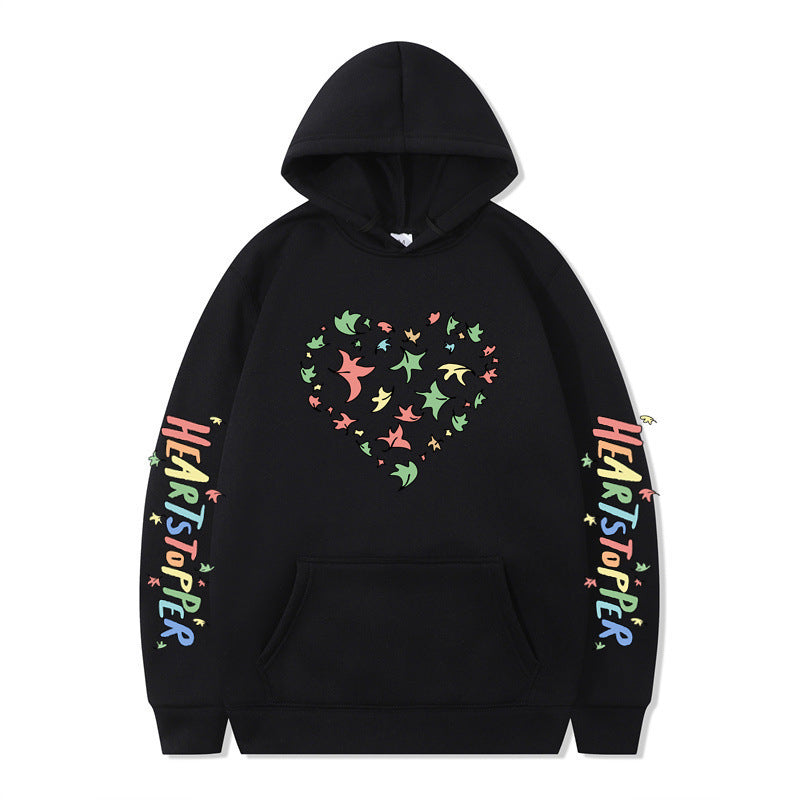 Damen Kapuzenpullover Herz- und Blattmotiv Eveloria