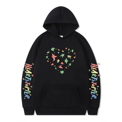 Damen Kapuzenpullover Herz- und Blattmotiv Eveloria