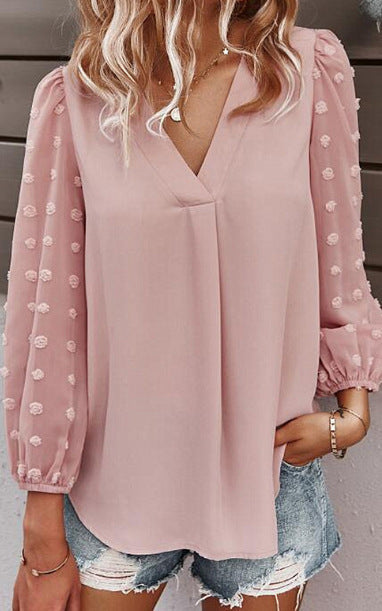 Damen Bluse mit Puffärmeln und Polka Dot Muster