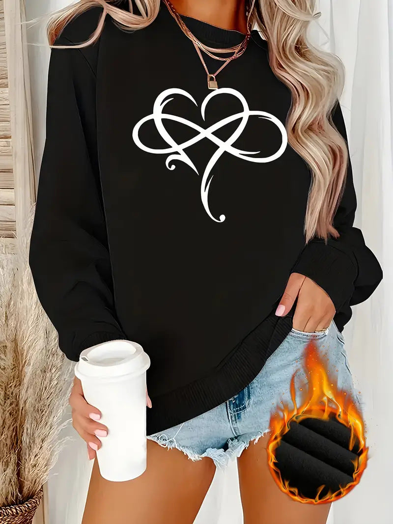 Damen Sweatshirt Herzdesign Entspannt Eveloria