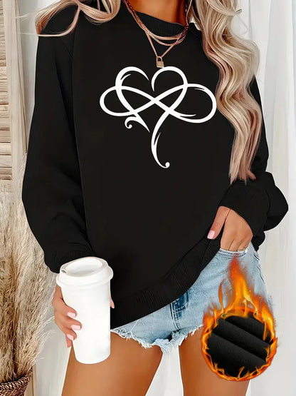 Damen Sweatshirt Herzdesign Entspannt Eveloria